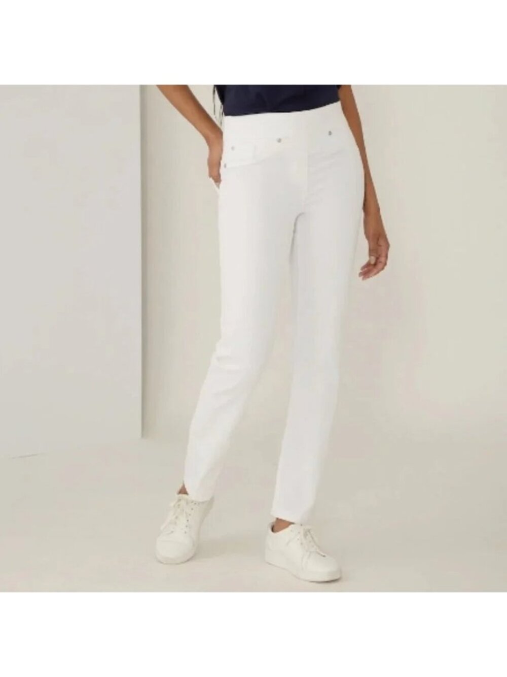 NEW Bellina White Pull-On Stretch Jeans Petite XL